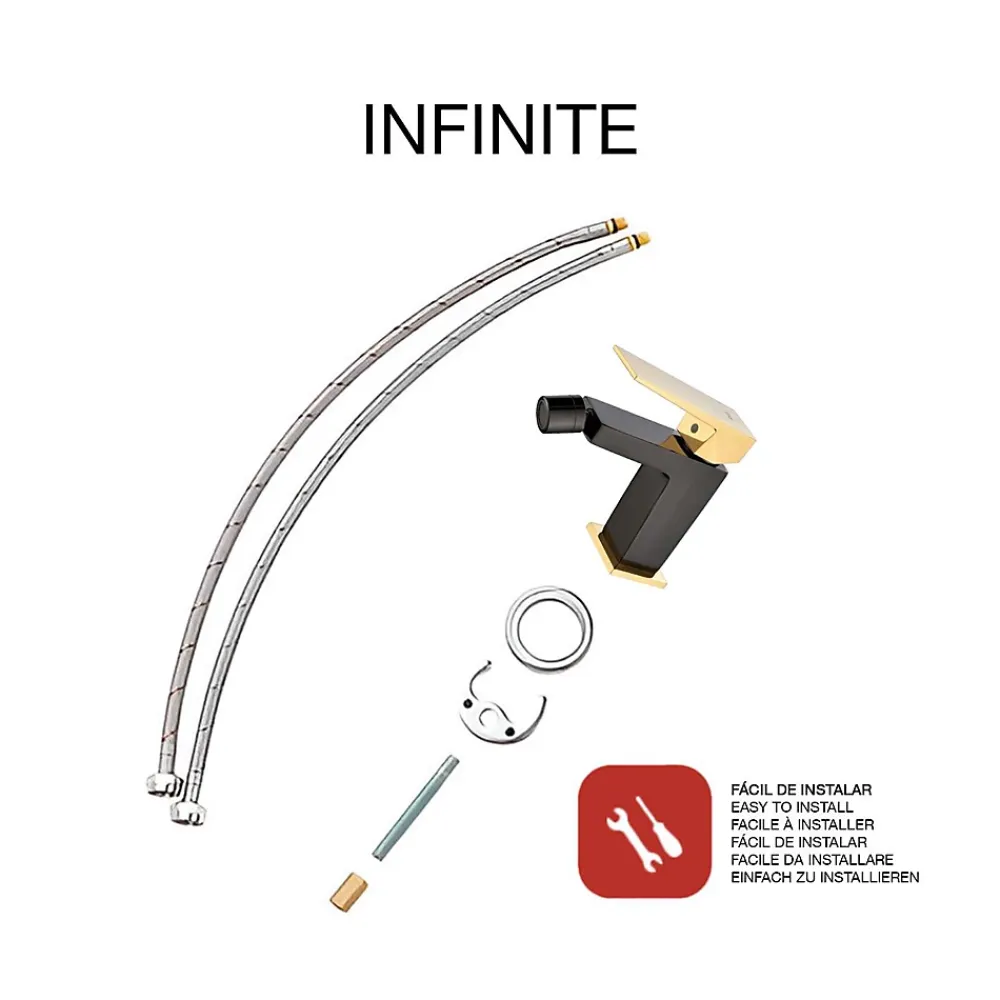 Poalgi Mitigeur de bidet SKY BATH noir cristal et or PVD série INFINITE