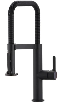 GoodHome Mitigeur de cuisine avec douchette noir mat Kamut