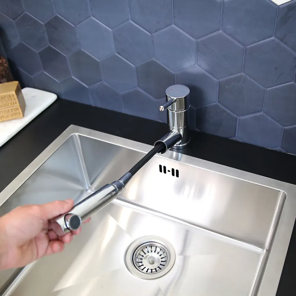 Evier Et Robinet De Buanderie|Essebagno Mitigeur de cuisine avec douchette chromé Tubic