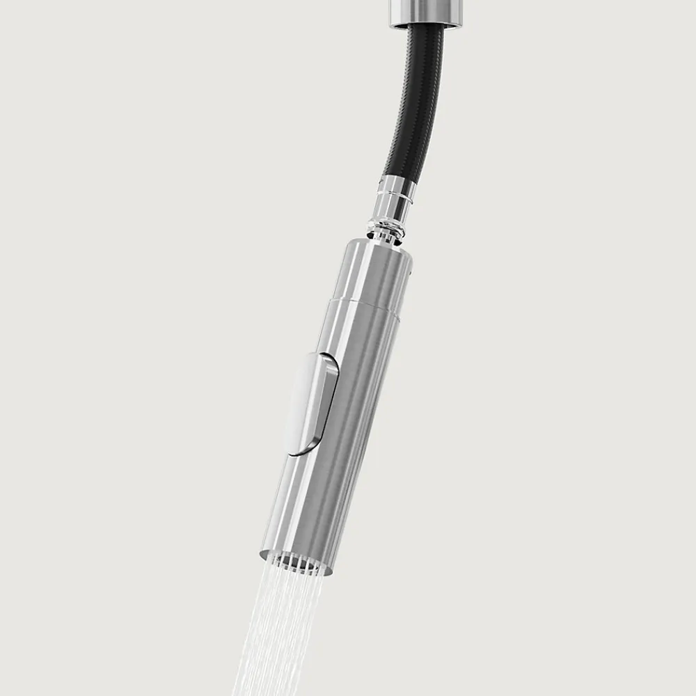 Evier Et Robinet De Buanderie|GoodHome Mitigeur de cuisine avec douchette effet inox brossé Zanthe
