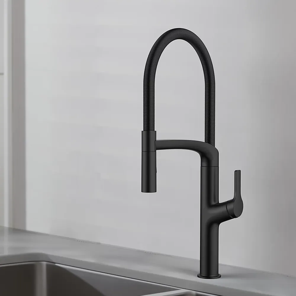Evier Et Robinet De Buanderie|GoodHome Mitigeur de cuisine avec douchette noir Arbane