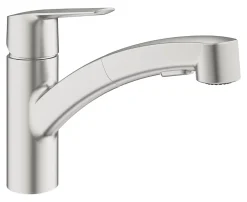 Grohe Mitigeur de cuisine bec bas avec douchette Start nickel