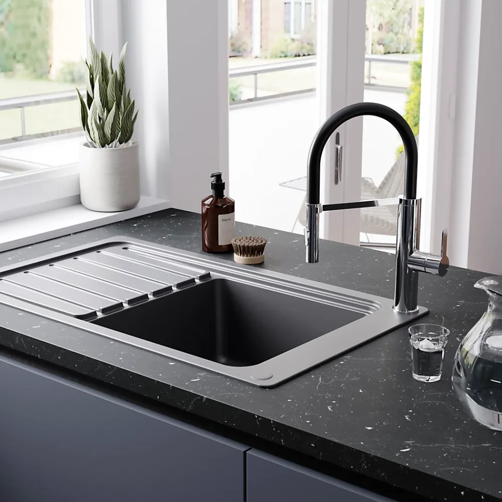 GoodHome Mitigeur de cuisine chromé avec douchette Zatar