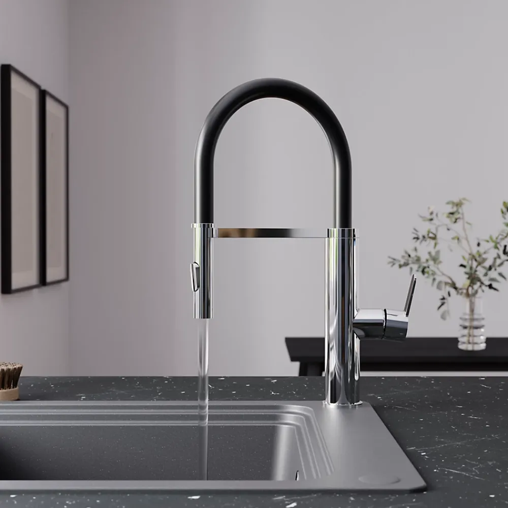 GoodHome Mitigeur de cuisine chromé avec douchette Zatar