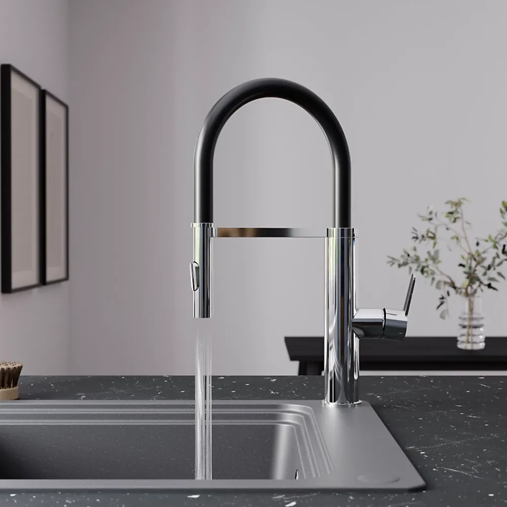 GoodHome Mitigeur de cuisine chromé avec douchette Zatar