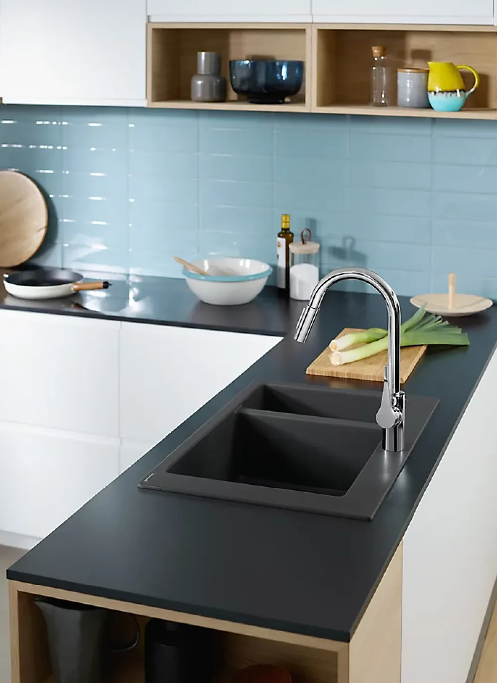 Hansgrohe Mitigeur de cuisine chromé avec douchette Cento XL