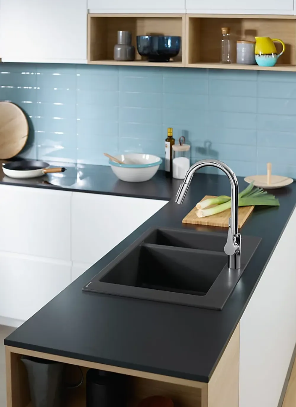 Hansgrohe Mitigeur de cuisine chromé avec douchette Cento XL