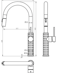 Essebagno Mitigeur de cuisine cuivré avec douchette Architek