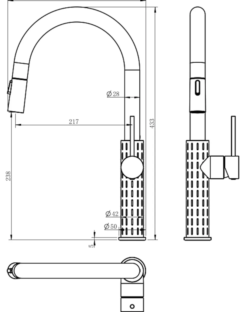 Essebagno Mitigeur de cuisine cuivré avec douchette Architek