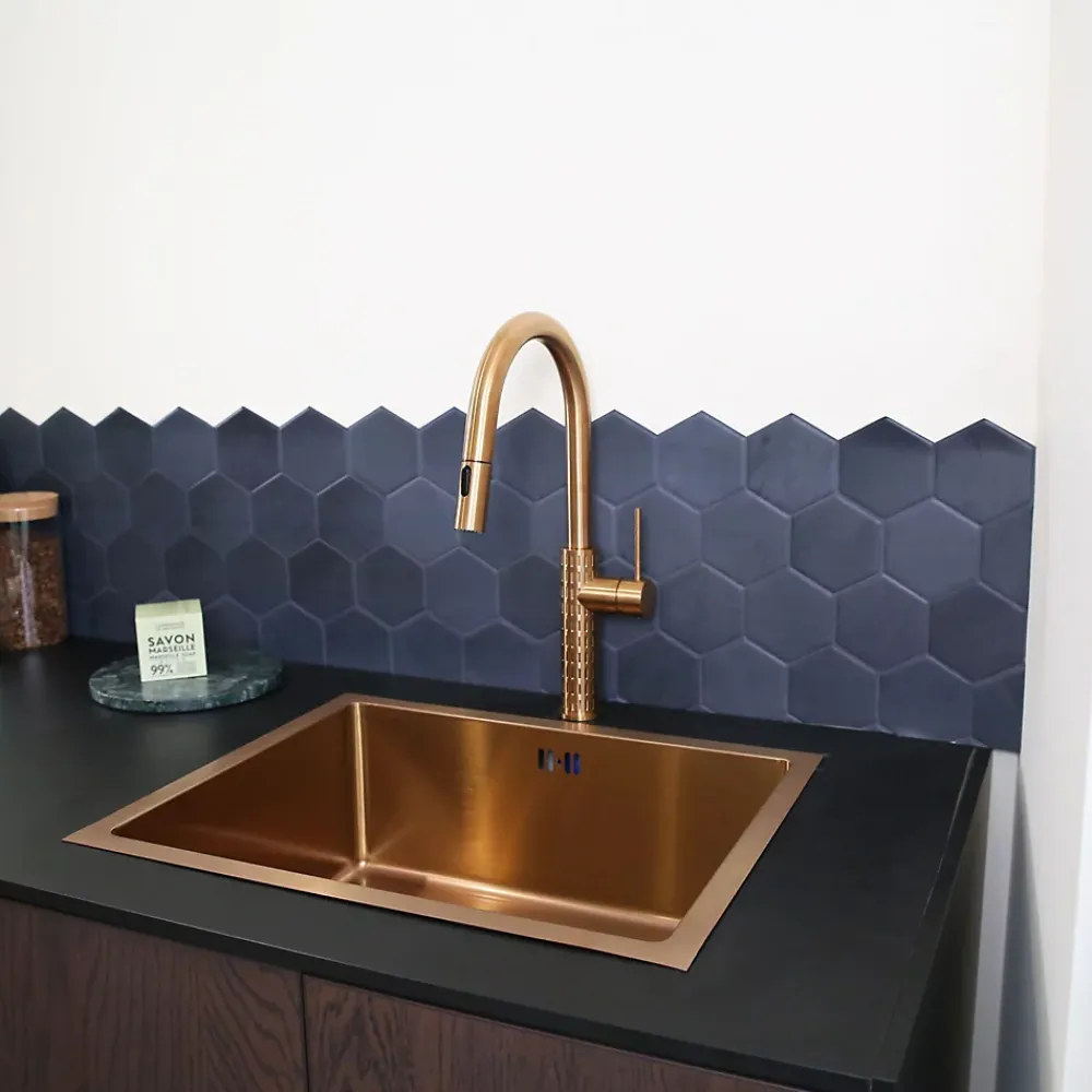 Essebagno Mitigeur de cuisine cuivré avec douchette Architek