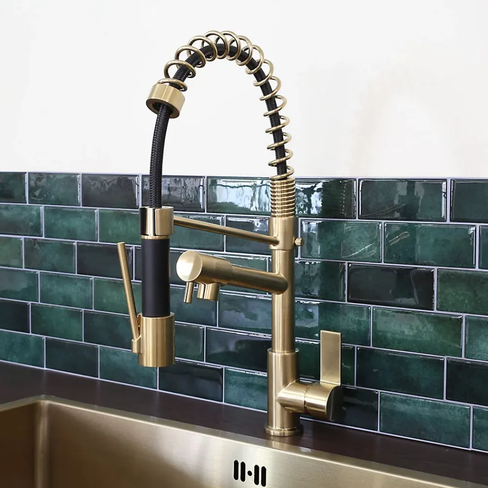 Evier Et Robinet De Buanderie|Essebagno Mitigeur de cuisine doré avec douchette Big Hotto