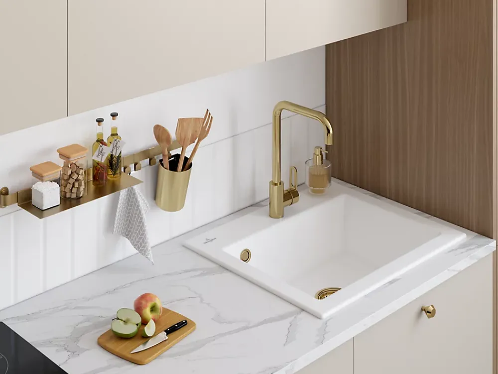 Essebagno Mitigeur de cuisine doré Baltic