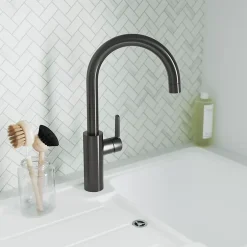Evier Et Robinet De Buanderie|GoodHome Mitigeur de cuisine effet titane brossé Zanthe