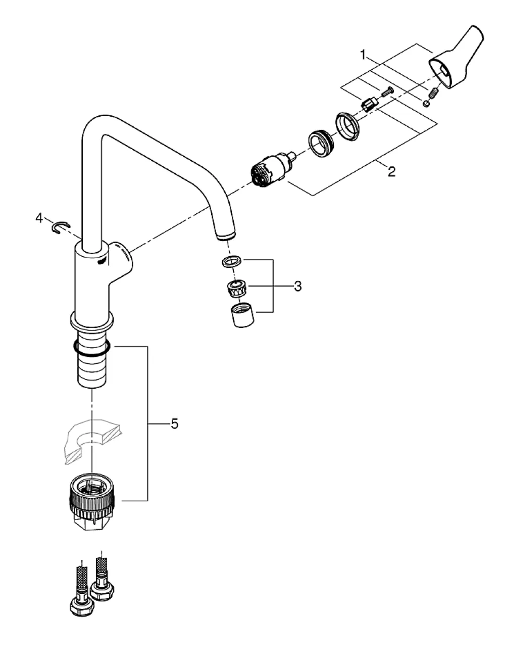 Evier Et Robinet De Buanderie|Grohe Mitigeur de cuisine Start Bec U chromé