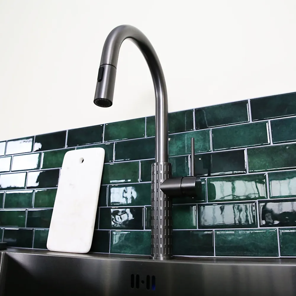 Evier Et Robinet De Buanderie|Essebagno Mitigeur de cuisine gun métal avec douchette Architek