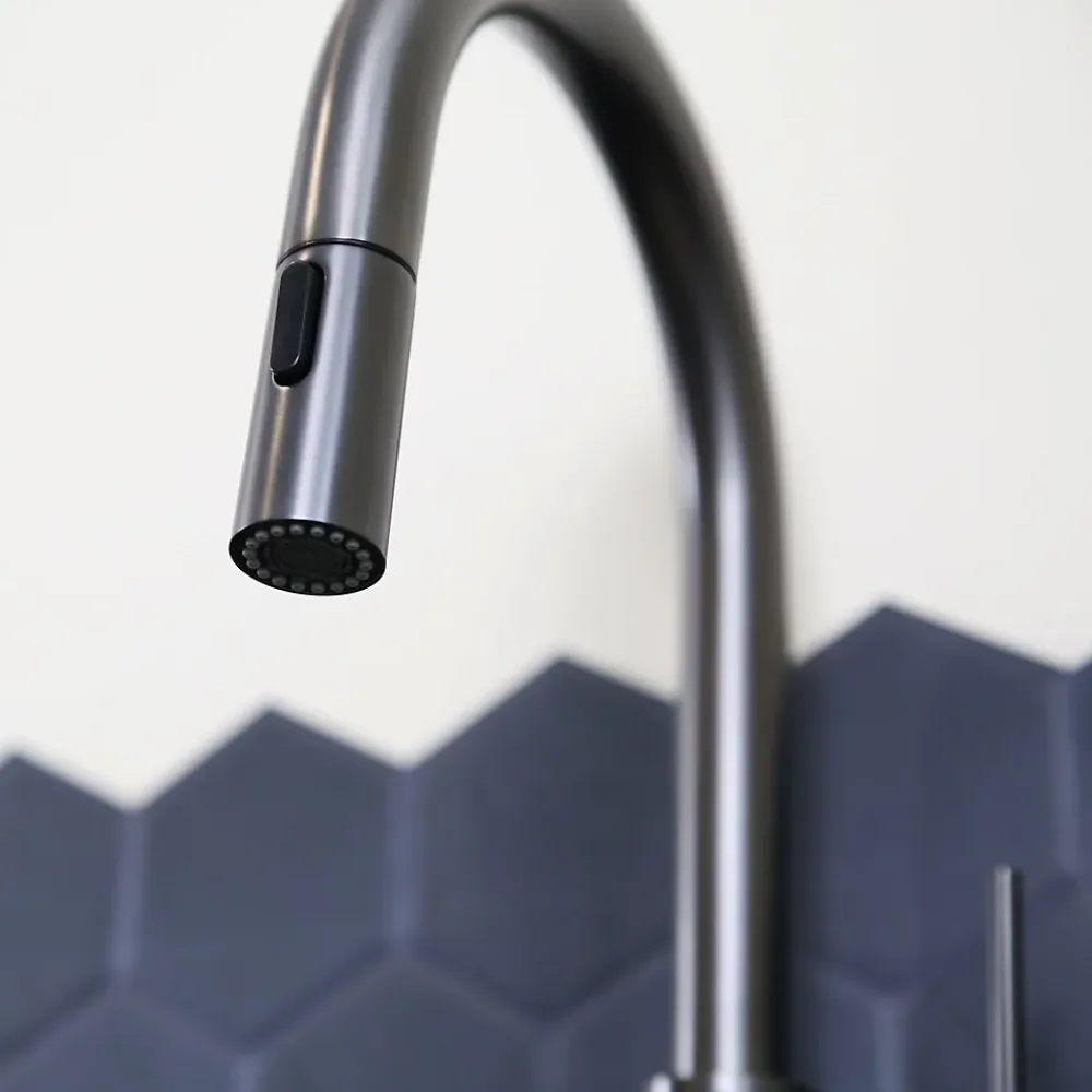 Evier Et Robinet De Buanderie|Essebagno Mitigeur de cuisine gun métal avec douchette Architek
