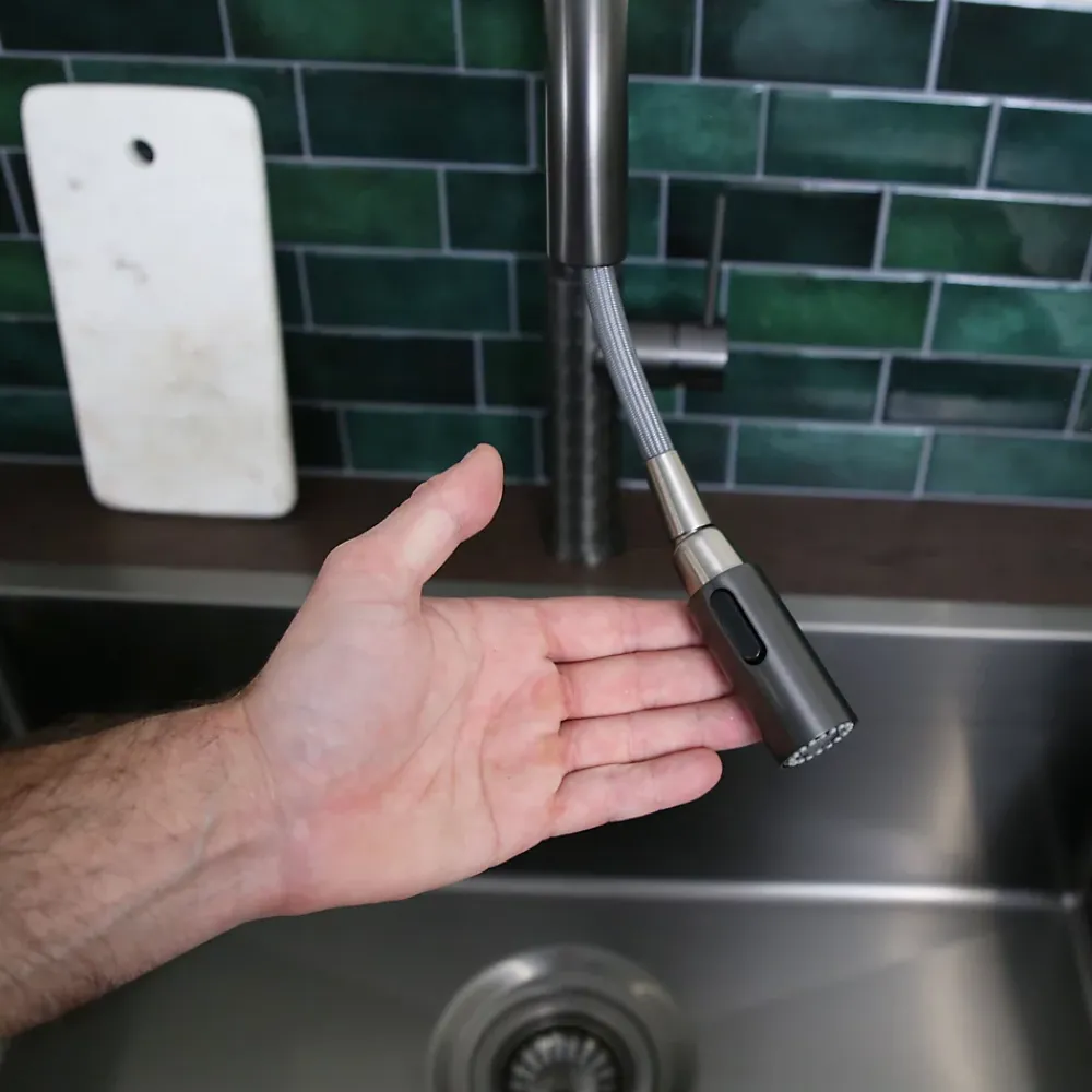 Evier Et Robinet De Buanderie|Essebagno Mitigeur de cuisine gun métal avec douchette Architek