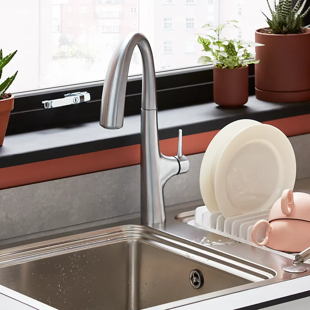 Evier Et Robinet De Buanderie|GoodHome Mitigeur de cuisine laiton brossé Edulis