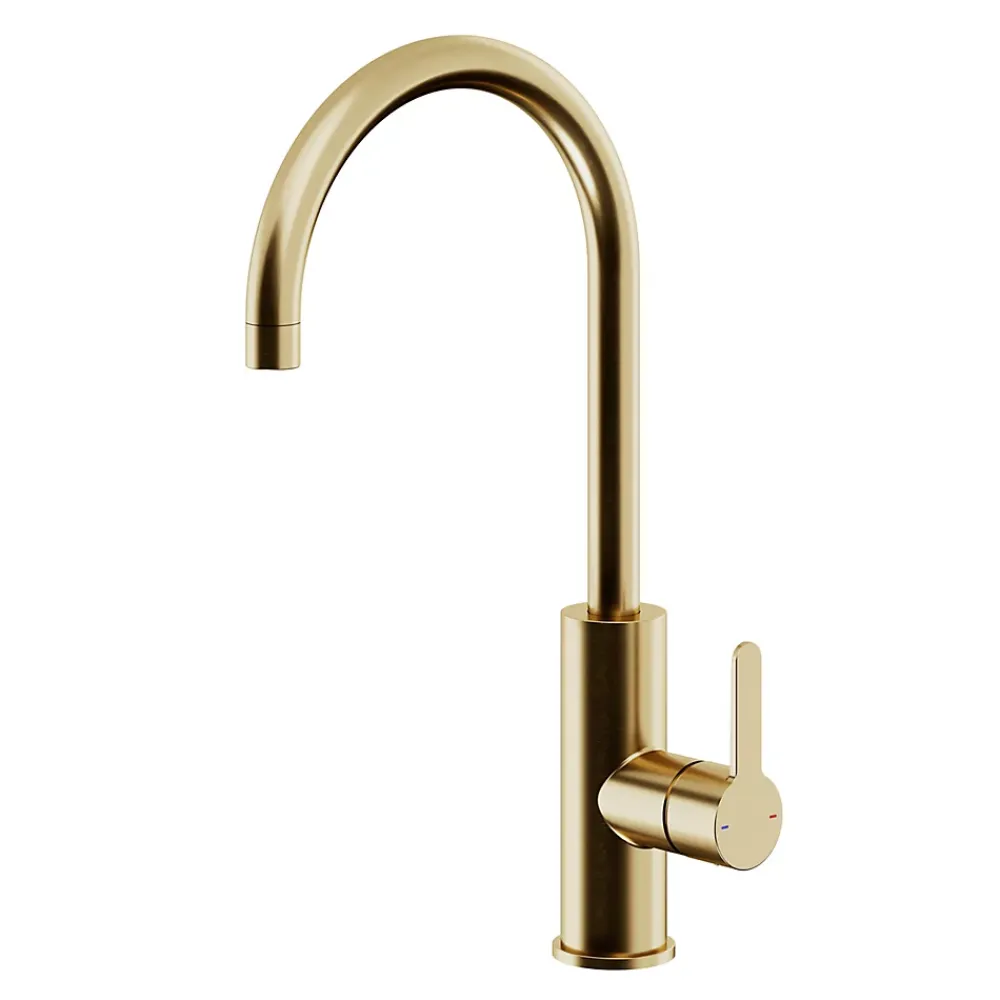 Evier Et Robinet De Buanderie|GoodHome Mitigeur de cuisine laiton doré brossé Zanthe