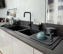 GoodHome Mitigeur de cuisine noir Argania