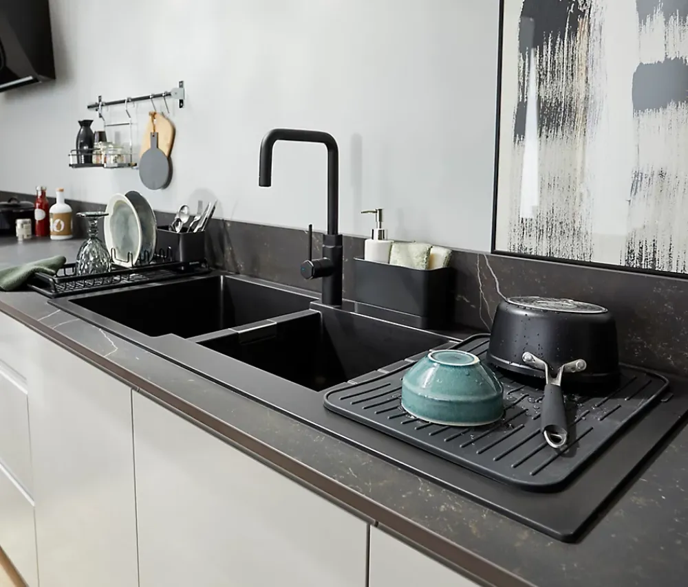 GoodHome Mitigeur de cuisine noir Argania