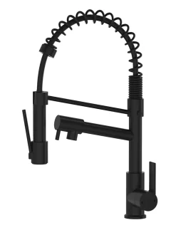 Essebagno Mitigeur de cuisine noir mat avec douchette, Big Hotto