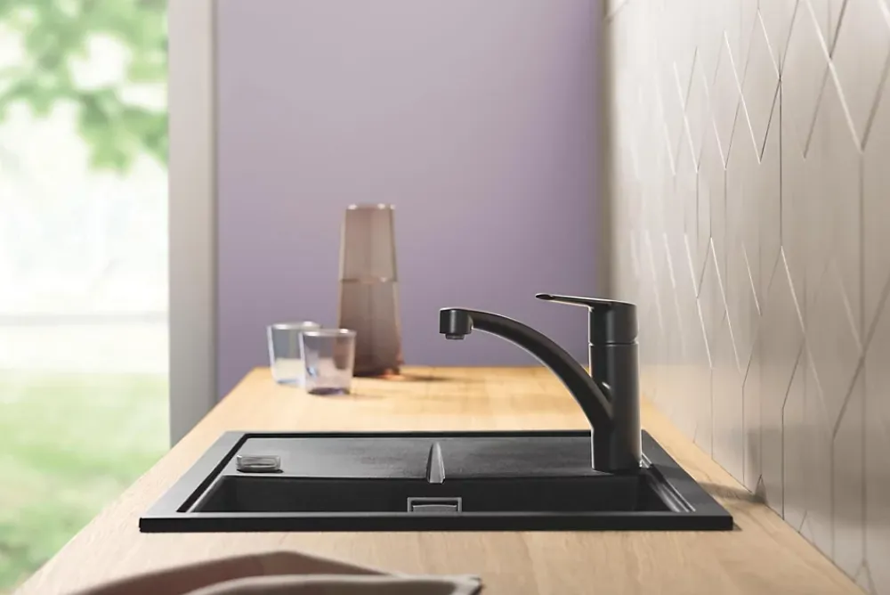 Evier Et Robinet De Buanderie|Grohe Mitigeur de cuisine noir Start