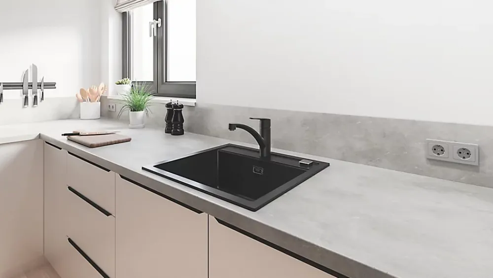 Evier Et Robinet De Buanderie|Grohe Mitigeur de cuisine noir Start