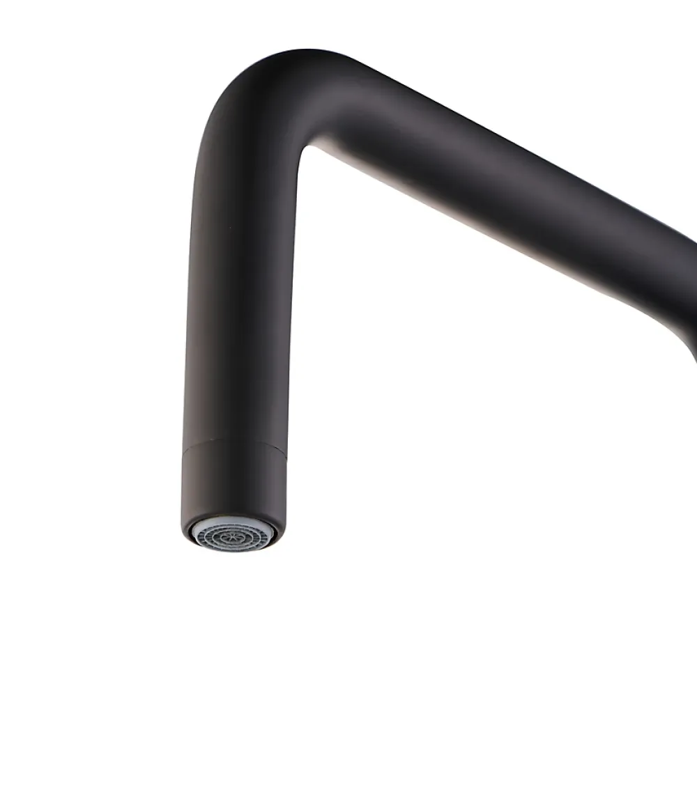 GoodHome Mitigeur de cuisine noir mat Kamut