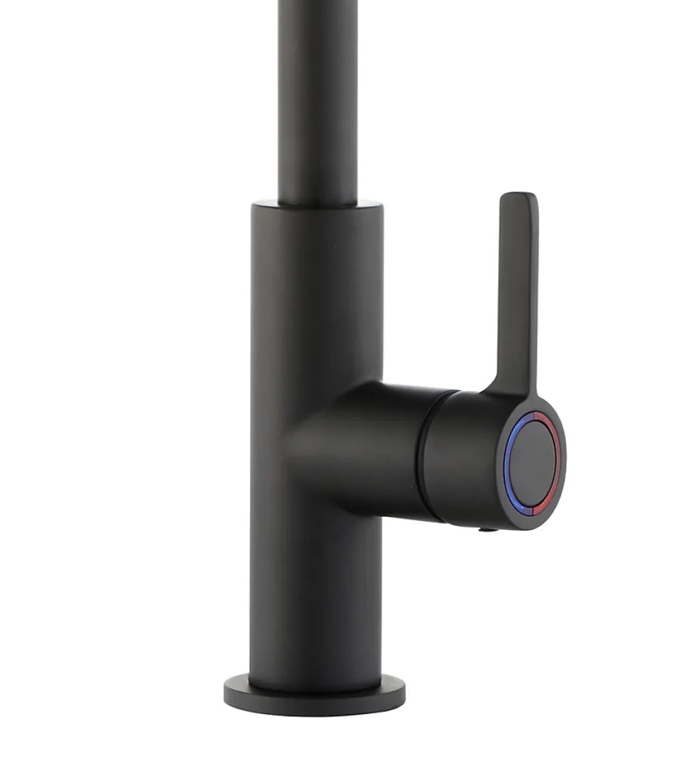 GoodHome Mitigeur de cuisine noir mat Kamut