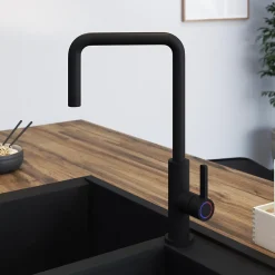 GoodHome Mitigeur de cuisine noir mat Kamut