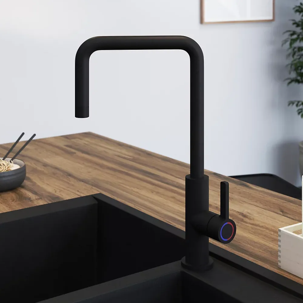 GoodHome Mitigeur de cuisine noir mat Kamut