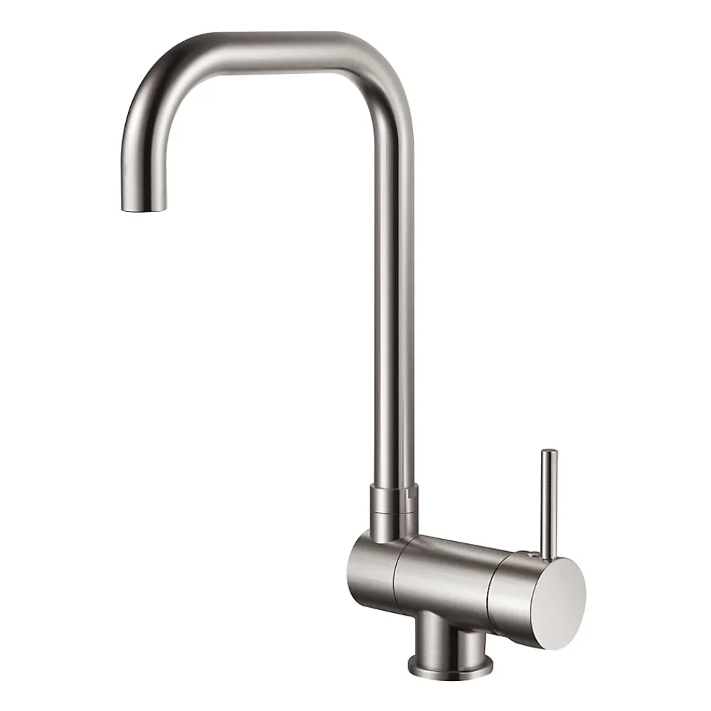 Evier Et Robinet De Buanderie|GoodHome Mitigeur de cuisine rabattable nickel brossé Deltana