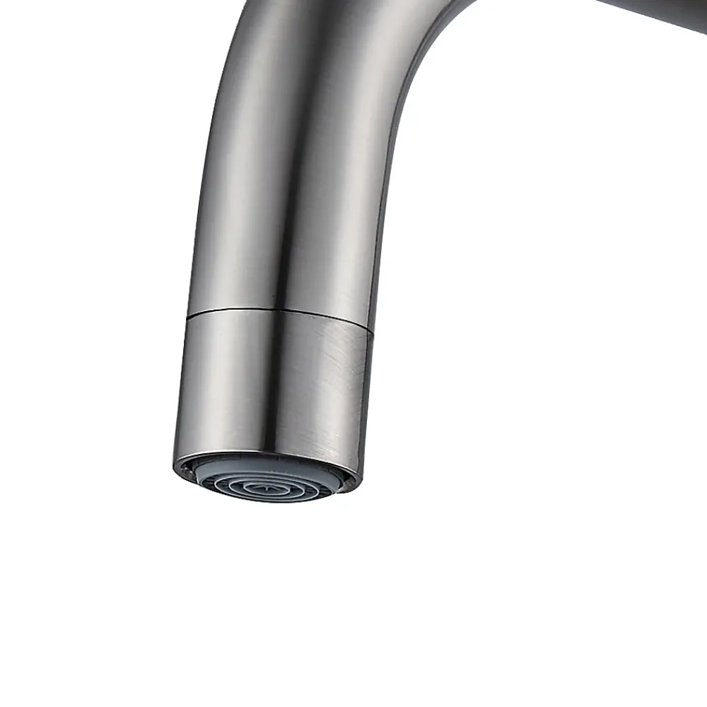 Evier Et Robinet De Buanderie|GoodHome Mitigeur de cuisine rabattable nickel brossé Deltana