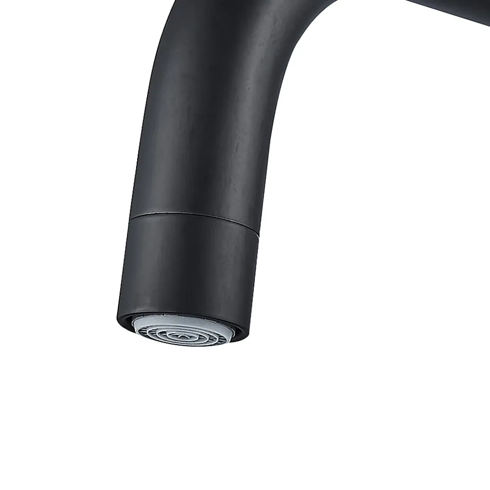 Evier Et Robinet De Buanderie|GoodHome Mitigeur de cuisine rabattable noir mat Deltana