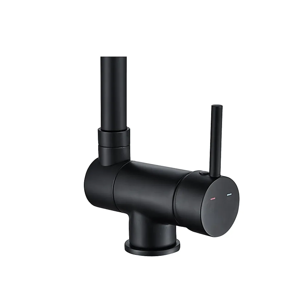 Evier Et Robinet De Buanderie|GoodHome Mitigeur de cuisine rabattable noir mat Deltana