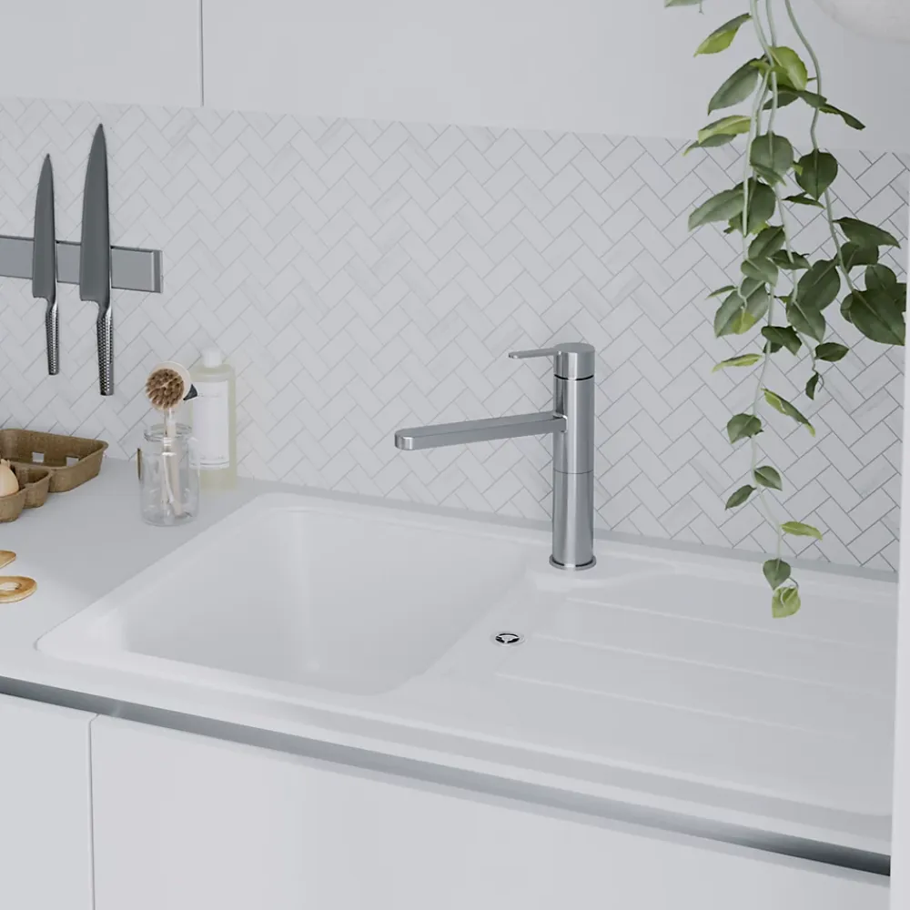 Evier Et Robinet De Buanderie|GoodHome Mitigeur de cuisine titanium Phoran