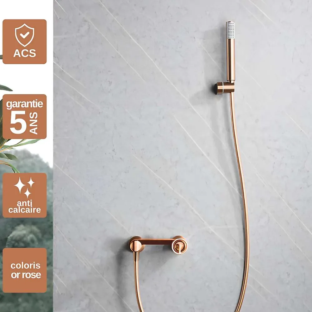 Imex Products Mitigeur de Douche anti-calcaire Or Rose Cuivré IMEX OLIMPO BDC033-5ORC