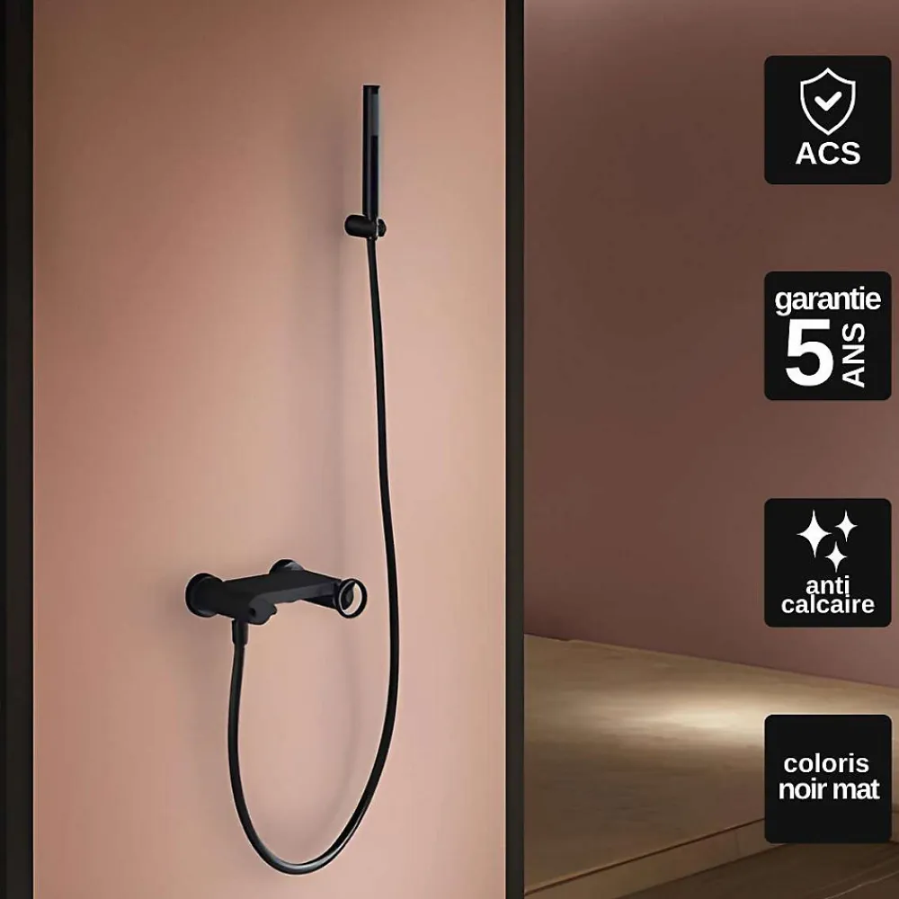 Robinet De Douche|Imex Products Mitigeur de Douche anti-calcaire Noir Mat IMEX OLIMPO BDC033-5NG