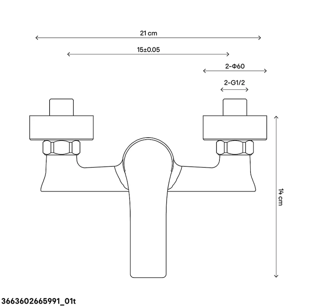 Cooke & Lewis Mitigeur de douche entraxe 150 mm Cook & Lewis Wicie en laiton coloris noir
