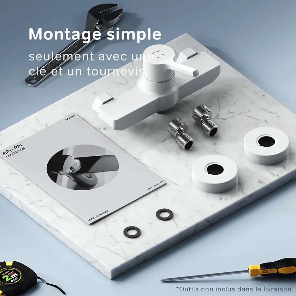 Am.Pm Europe Mitigeur de douche mécanique Robinet Salle de Bain Blanc, FXB20033 X-Joy S AM.PM