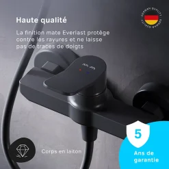 Am.Pm Europe Mitigeur de douche mécanique Robinet Salle de Bain Noir Mat, FXA20022 X-Joy AM.PM