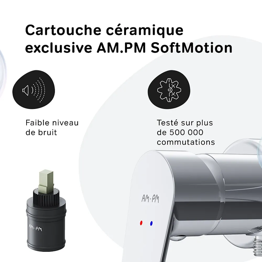 Robinet De Douche|Am.Pm Europe Mitigeur de douche mécanique Robinet Salle de Bain Chromé, FTA20000 Hit AM.PM