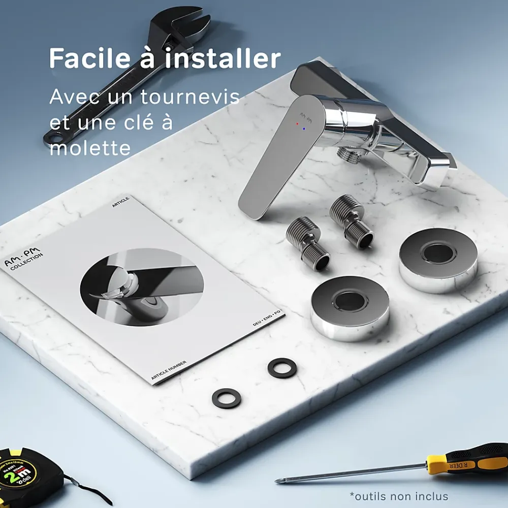 Robinet De Douche|Am.Pm Europe Mitigeur de douche mécanique Robinet Salle de Bain Chromé, FTA20000 Hit AM.PM