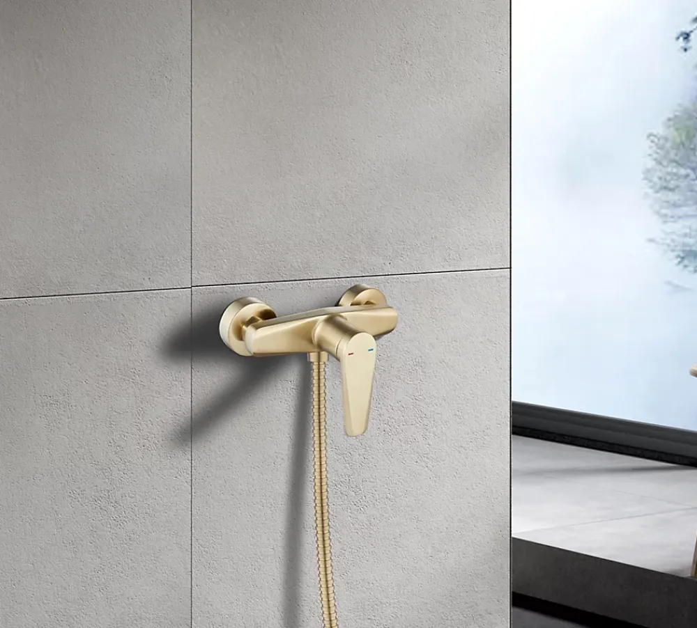 Robinet De Douche|Edouard Rousseau Mitigeur de douche mécanique laiton brossé Gloss