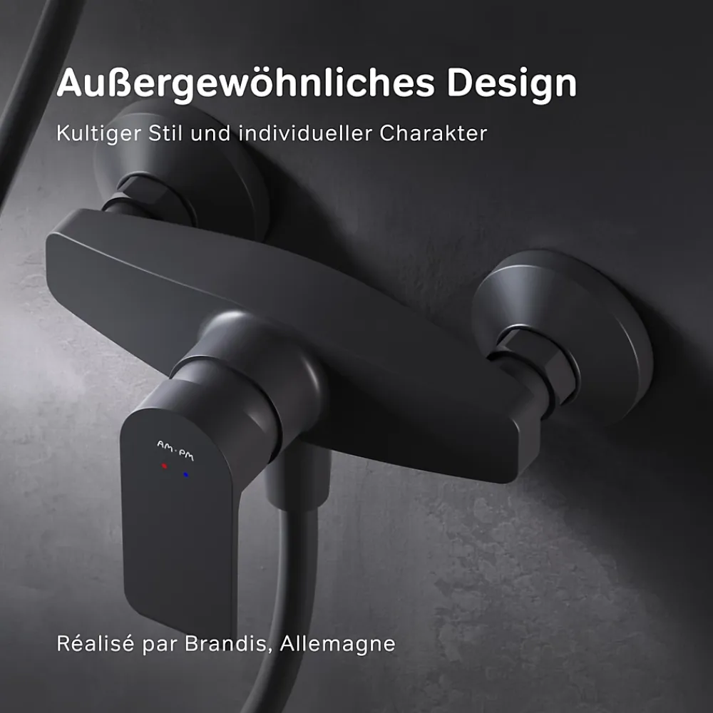 Robinet De Douche|Am.Pm Europe Mitigeur de douche mécanique Robinet de douche Noir, Flash FNA20022 AM.PM