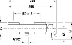 Duravit Mitigeur de douche monocommande Chrome - apparent - 1 sortie - 27,9x10,5x9,8cm - Manhattan