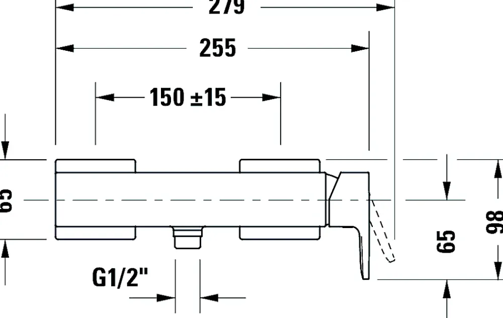 Duravit Mitigeur de douche monocommande Chrome - apparent - 1 sortie - 27,9x10,5x9,8cm - Manhattan