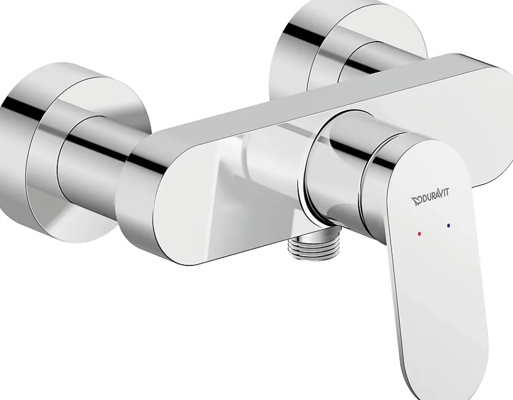 Robinet De Baignoire|Duravit Mitigeur de douche monocommande Chrome - apparent - 1 sortie - 21,6x16,5x11,3 - Wave
