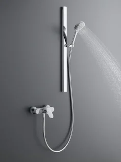 Robinet De Baignoire|Duravit Mitigeur de douche monocommande Chrome - apparent - 1 sortie - 21,6x16,5x11,3 - Wave